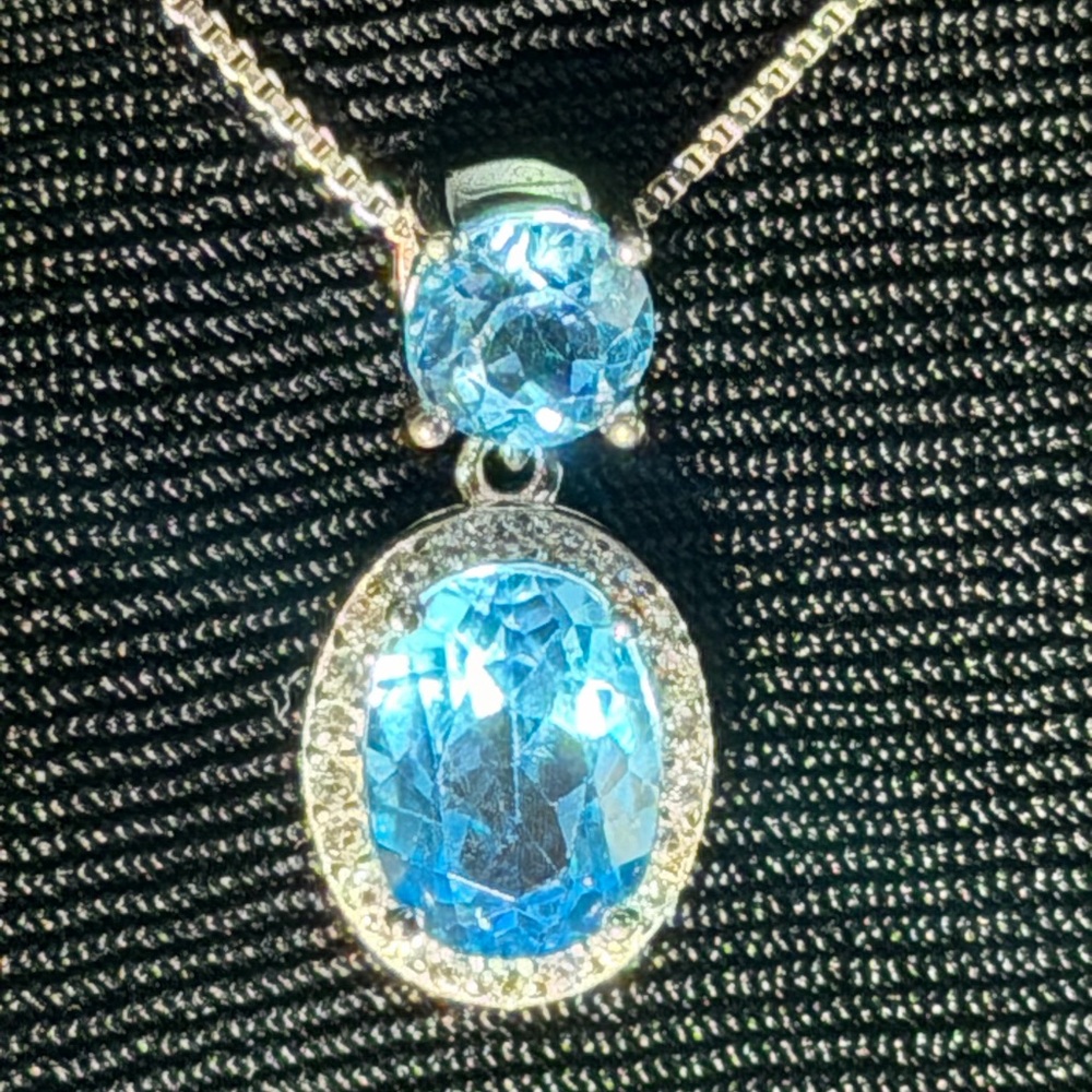 Dazzling Blue topaz and white sapphire Necklace